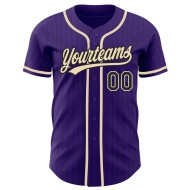 Maillot de baseball authentique City Pinstripe crème violet personnalisé noir