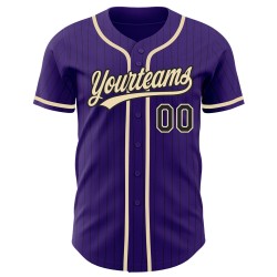 Maillot de baseball authentique City Pinstripe crème violet personnalisé noir
