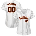 Maillot de baseball marron-orange blanc authentique à rayures personnalisées marron Maillot de baseball marron-orange blanc authentique à rayures personnalisées marron