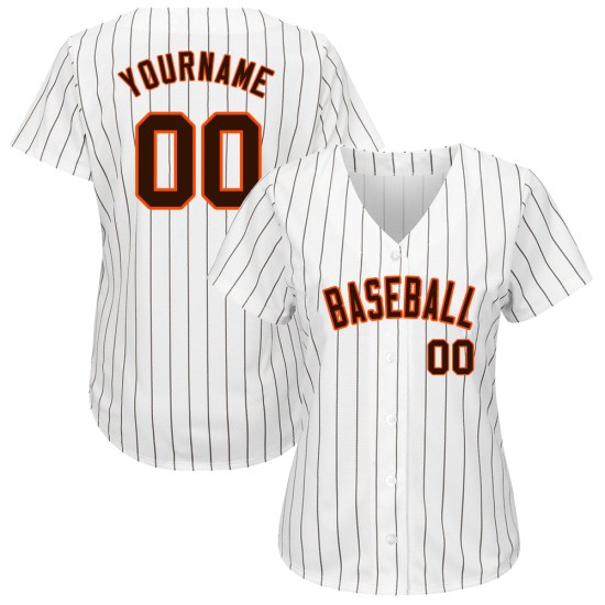 Maillot de baseball marron-orange blanc authentique à rayures personnalisées marron Maillot de baseball marron-orange blanc authentique à rayures personnalisées marron