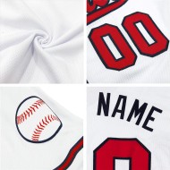 Maillot de baseball authentique personnalisé blanc rouge-bleu marine
