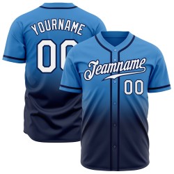 Maillot de baseball personnalisé bleu poudre délavé blanc-bleu marine authentique mode