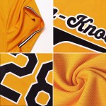 Maillot de baseball rétro authentique en tricot côtelé noir et blanc, personnalisé doré Maillot de baseball rétro authentique en tricot côtelé noir et blanc, personnalisé doré