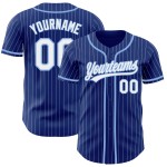 Maillot personnalisé à fines rayures blanc baseball bleu royal clair authentique Maillot personnalisé à fines rayures blanc baseball bleu royal clair authentique