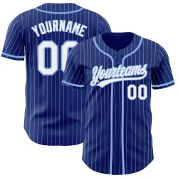 Maillot personnalisé à fines rayures blanc baseball bleu royal clair authentique
