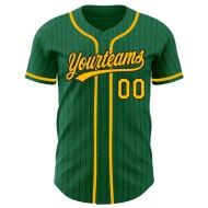 Maillot de baseball authentique à rayures noires, personnalisé, vert Kelly Gold