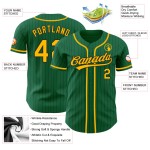 Maillot de baseball authentique à rayures noires, personnalisé, vert Kelly Gold Maillot de baseball authentique à rayures noires, personnalisé, vert Kelly Gold
