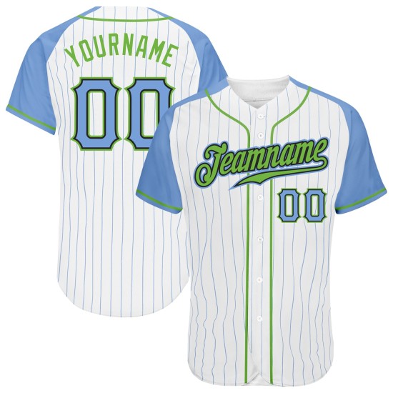 Maillot de baseball à manches bleues, blanc, bleu fluo, personnalisé, vert, authentique, rayures fines, raglan, léger. Maillot de baseball à manches bleues, blanc, bleu fluo, personnalisé, vert, authentique, rayures fines, raglan, léger.