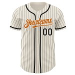 Maillot de baseball authentique à rayures orange, personnalisé, Texas Cream, noir Maillot de baseball authentique à rayures orange, personnalisé, Texas Cream, noir