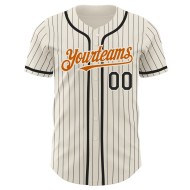 Maillot de baseball authentique à rayures orange, personnalisé, Texas Cream, noir