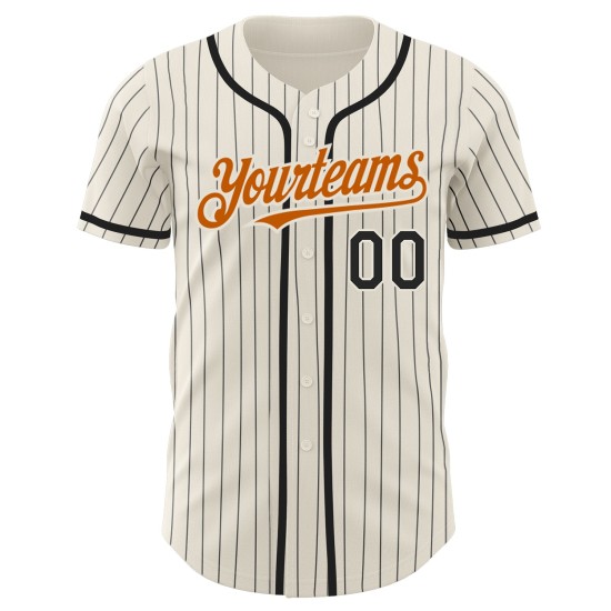 Maillot de baseball authentique à rayures orange, personnalisé, Texas Cream, noir Maillot de baseball authentique à rayures orange, personnalisé, Texas Cream, noir