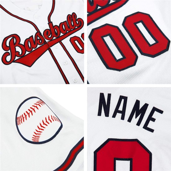Maillot de baseball personnalisé authentique rouge-bleu marine blanc Maillot de baseball personnalisé authentique rouge-bleu marine blanc