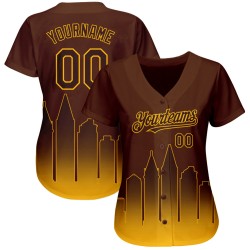 Maillot doré Fashion Diego personnalisé 3D authentique Fade City Brown Baseball Edition San