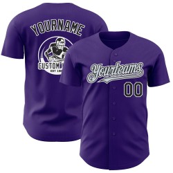 Maillot de baseball authentique violet personnalisé argent-blanc noir