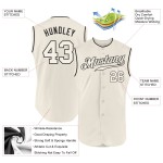 Maillot de baseball authentique sans manches crème-noir personnalisé Maillot de baseball authentique sans manches crème-noir personnalisé