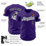 Maillot de baseball authentique violet personnalisé argent-blanc noir Maillot de baseball authentique violet personnalisé argent-blanc noir