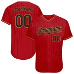 Maillot de baseball authentique à rayures rouges, doré, personnalisé, noir et vieux noir Maillot de baseball authentique à rayures rouges, doré, personnalisé, noir et vieux noir
