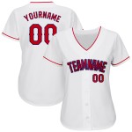 Maillot de baseball authentique personnalisé blanc rouge-bleu marine Maillot de baseball authentique personnalisé blanc rouge-bleu marine