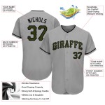 Maillot de baseball personnalisé authentique du Memorial Day, olive-noir-gris Maillot de baseball personnalisé authentique du Memorial Day, olive-noir-gris