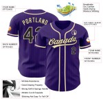 Maillot de baseball authentique City Pinstripe crème violet personnalisé noir Maillot de baseball authentique City Pinstripe crème violet personnalisé noir