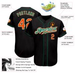 Maillot de baseball personnalisé Orange-Kelly noir authentique vert Maillot de baseball personnalisé Orange-Kelly noir authentique vert