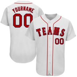 Maillot de baseball personnalisé authentique rouge-bleu marine blanc