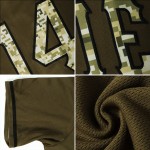 Chemise personnalisée authentique en jersey olive, motif camouflage de baseball, tricot côtelé noir, hommage au service, retour en arrière Chemise personnalisée authentique en jersey olive, motif camouflage de baseball, tricot côtelé noir, hommage au service, retour en arrière