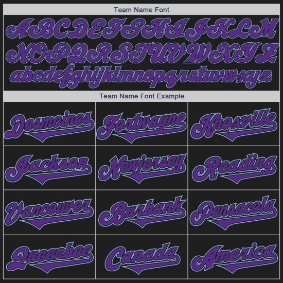 Maillot de baseball bleu personnalisé authentique violet-ton clair deux noirs Maillot de baseball bleu personnalisé authentique violet-ton clair deux noirs