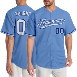 Maillot de baseball authentique léger et personnalisé, blanc et bleu roi