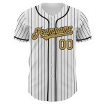 Maillot de baseball noir authentique, doré, personnalisé, blanc, rayures anciennes Maillot de baseball noir authentique, doré, personnalisé, blanc, rayures anciennes