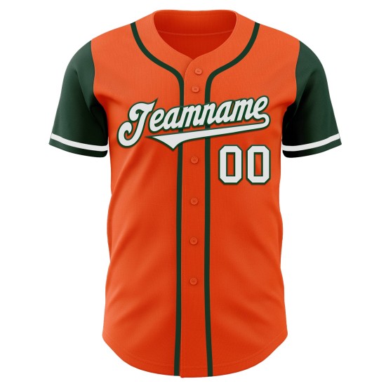 Maillot de baseball authentique orange, blanc et vert, ton personnalisé Maillot de baseball authentique orange, blanc et vert, ton personnalisé