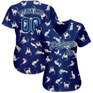 Maillot de baseball américain Cream Cat, motif bleu marine 3D personnalisé authentique