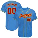 Maillot de baseball rouge personnalisé bleu authentique à fines rayures rouge-or Maillot de baseball rouge personnalisé bleu authentique à fines rayures rouge-or