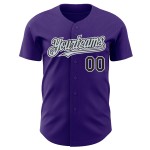 Maillot de baseball authentique violet personnalisé argent-blanc noir Maillot de baseball authentique violet personnalisé argent-blanc noir