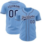 Maillot de baseball authentique bleu marine à rayures fines et blanc Maillot de baseball authentique bleu marine à rayures fines et blanc