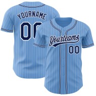 Maillot de baseball authentique bleu marine à rayures fines et blanc