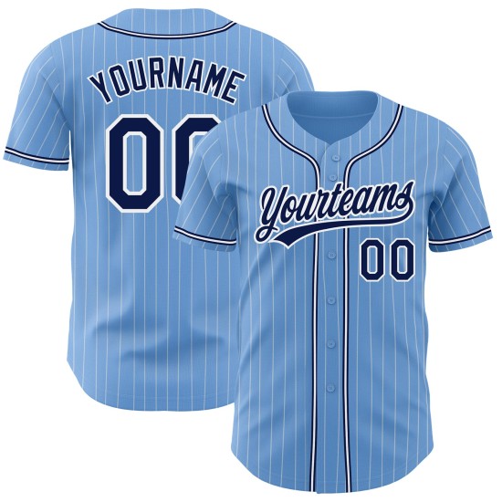 Maillot de baseball authentique bleu marine à rayures fines et blanc Maillot de baseball authentique bleu marine à rayures fines et blanc
