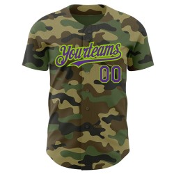 Maillot de baseball camouflage authentique Salute Custom To Purple-Neon Green
