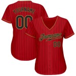 Maillot de baseball authentique à rayures rouges, doré, personnalisé, noir et vieux noir Maillot de baseball authentique à rayures rouges, doré, personnalisé, noir et vieux noir