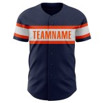 Maillot de baseball bleu marine authentique personnalisé blanc-orange Maillot de baseball bleu marine authentique personnalisé blanc-orange