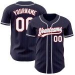 Maillot de baseball authentique à rayures rouges et blanches, bleu marine personnalisé Maillot de baseball authentique à rayures rouges et blanches, bleu marine personnalisé
