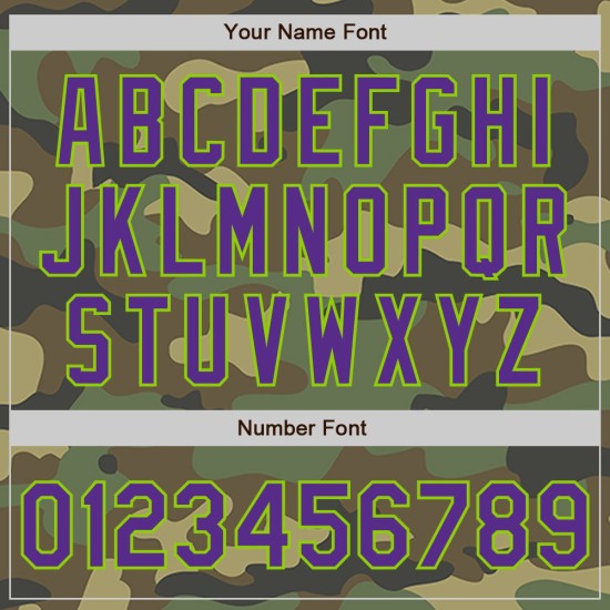 Maillot de baseball camouflage authentique Salute Custom To Purple-Neon Green Maillot de baseball camouflage authentique Salute Custom To Purple-Neon Green