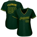 Maillot de baseball personnalisé vert-or authentique Maillot de baseball personnalisé vert-or authentique